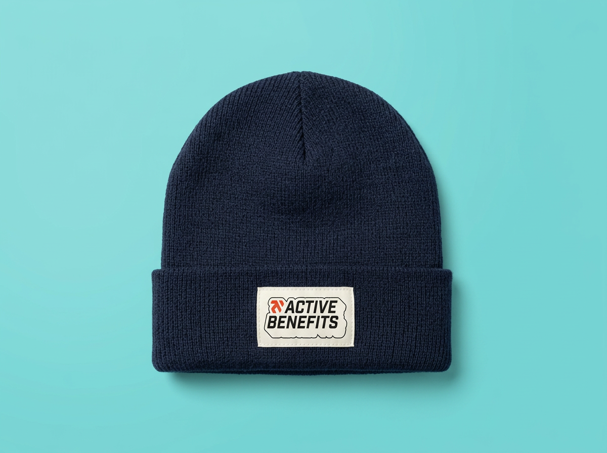 Mörkblå mössa med Active Benefits-logotyp
